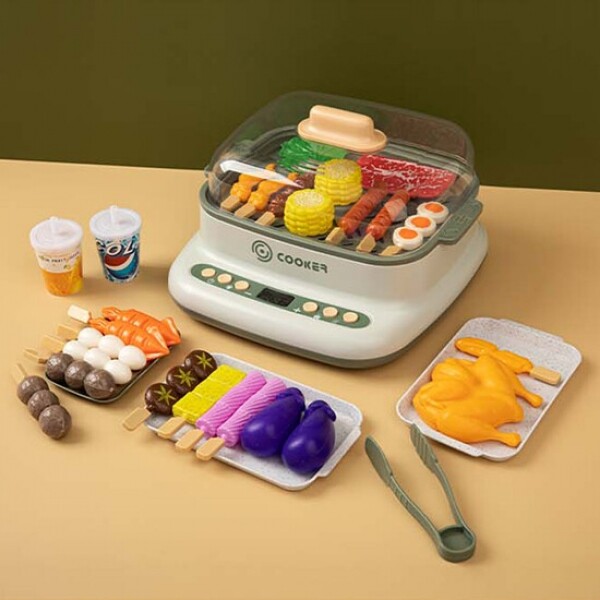 스팀 바베큐 오븐 세트  작동완구 주방놀이 32개 구성