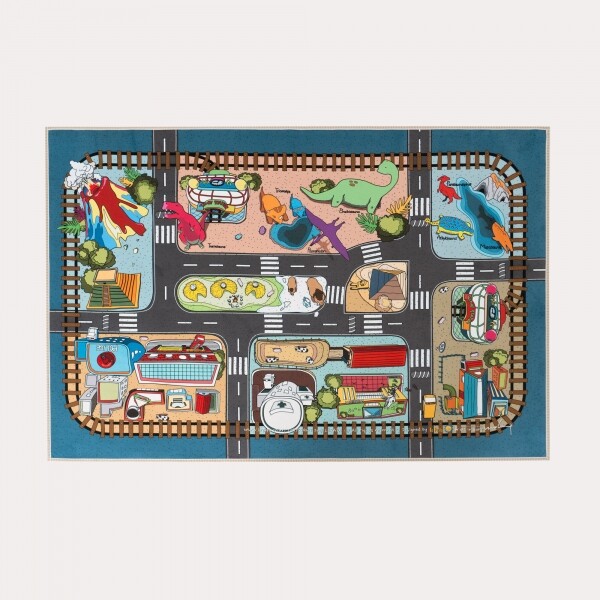 [본사] 르파파 시간 속 공룡마을 중형매트 150x100 (아이방러그 놀이방매트)