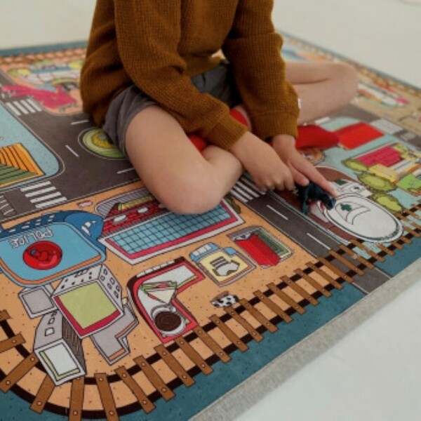 [본사] 르파파 시간 속 공룡마을 중형매트 150x100 (아이방러그 놀이방매트)