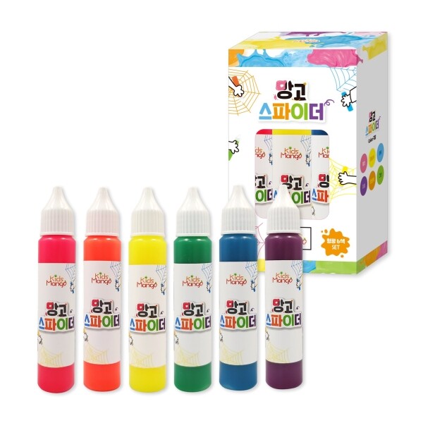 [키즈망고] 망고스파이더 거미줄 물감 30ml 형광6색 세트