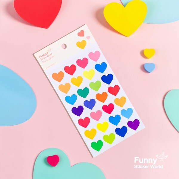 퍼니스티커 H003.1P 컬러하트1 PVC 다이어리데코 스티커